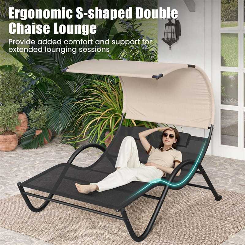 An application scenario or product detail of two person outdoor chaise lounge - Image 11