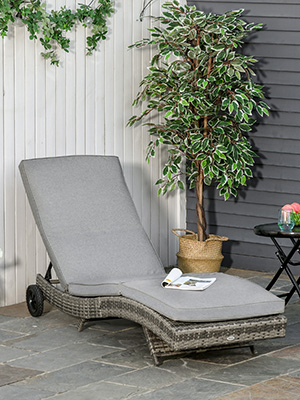 An application scenario or product detail of wicker outdoor chaise lounger - Image 12