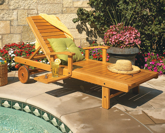 An application scenario or product detail of wooden chaise lounge outdoor - Image 16