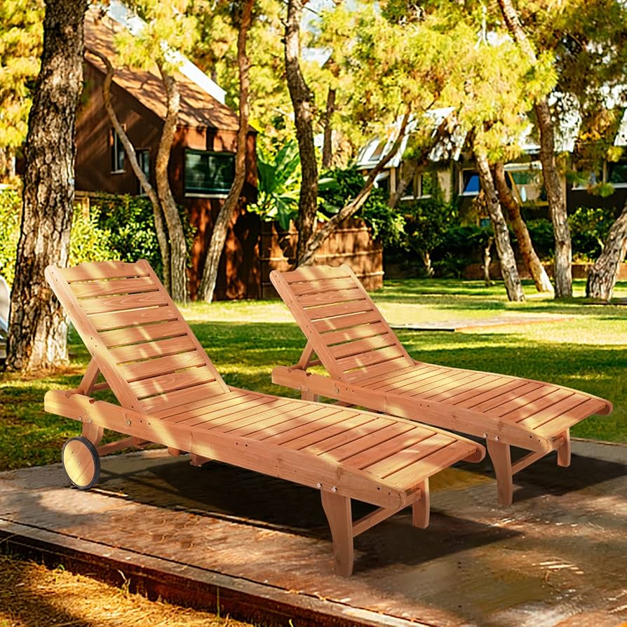 An application scenario or product detail of wooden outdoor chaise lounge chairs - Image 2