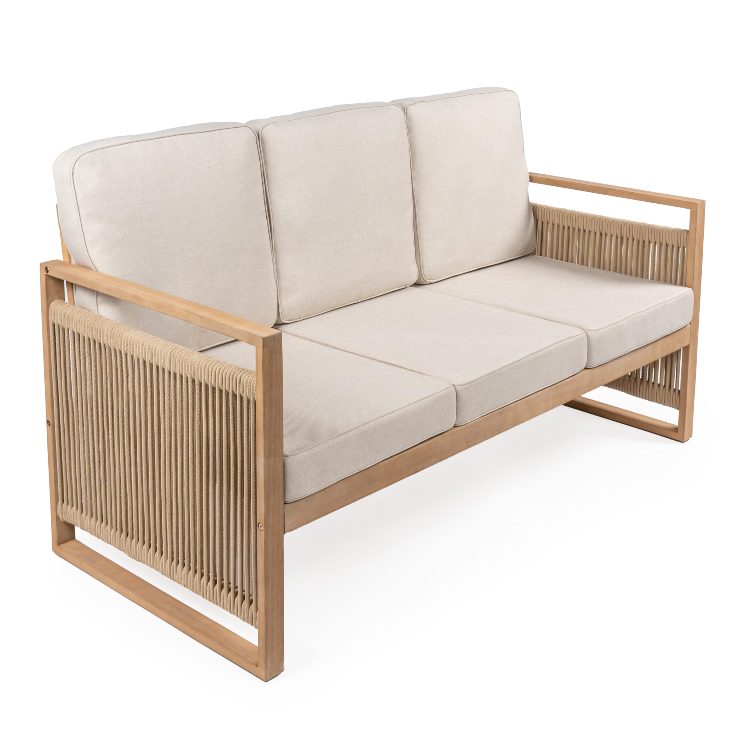 An application scenario or product detail of wooden outdoor sofa - Image 1