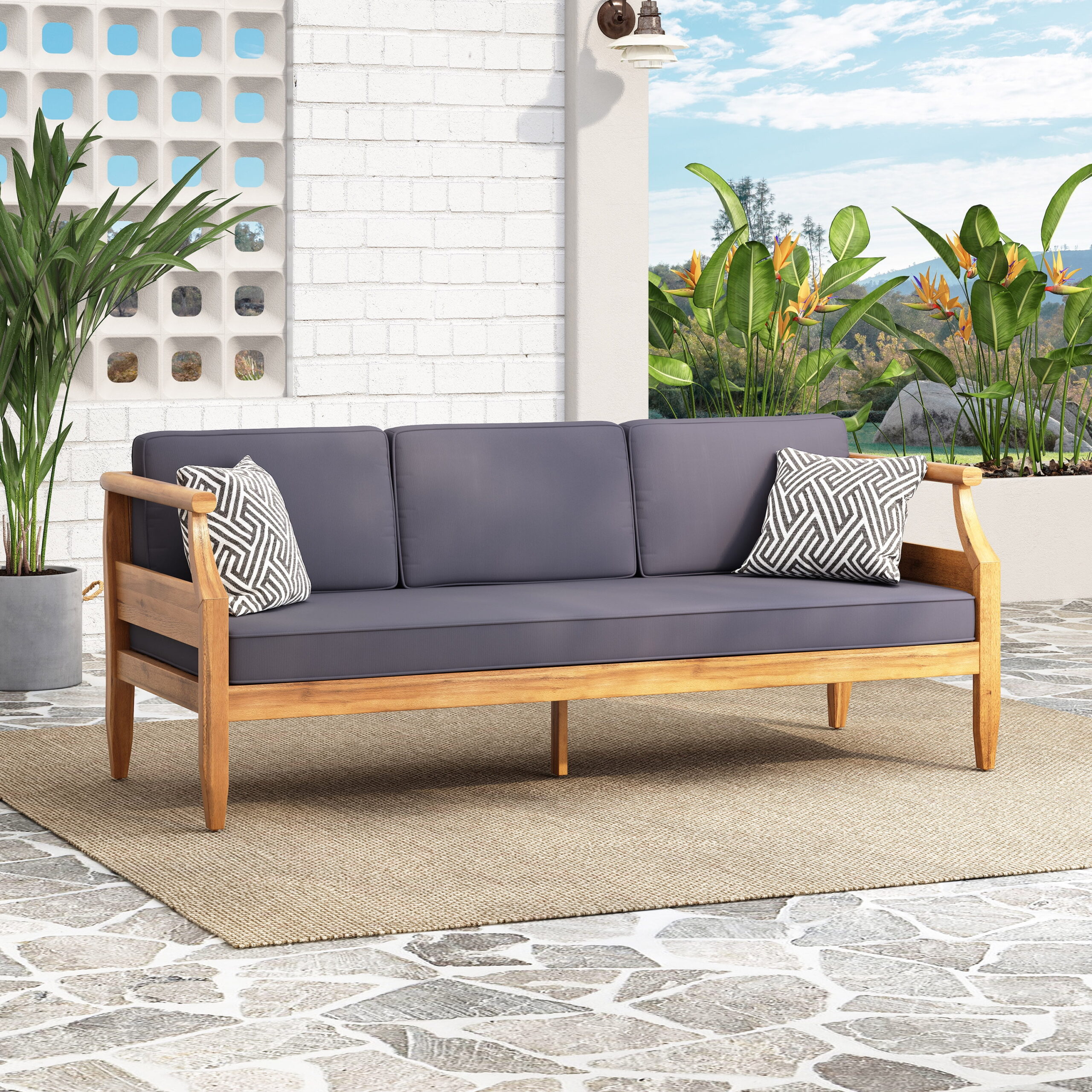 An application scenario or product detail of wooden outdoor sofa - Image 5