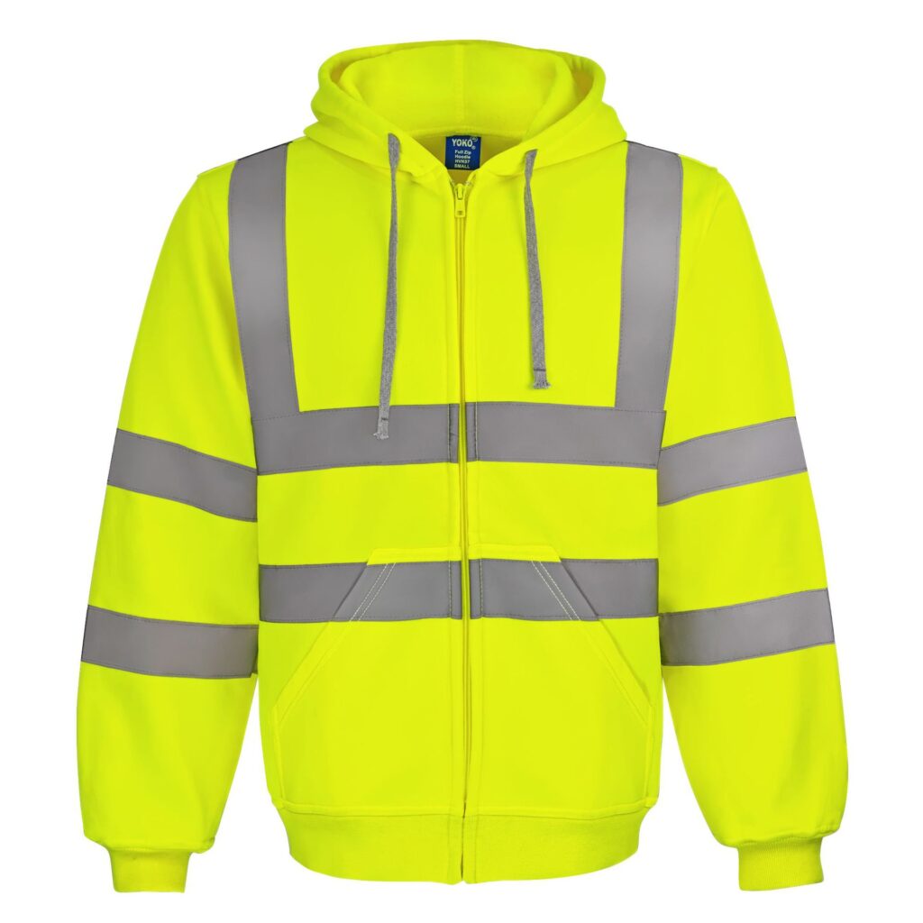 Hi-viz hooded full zip sweatshirt