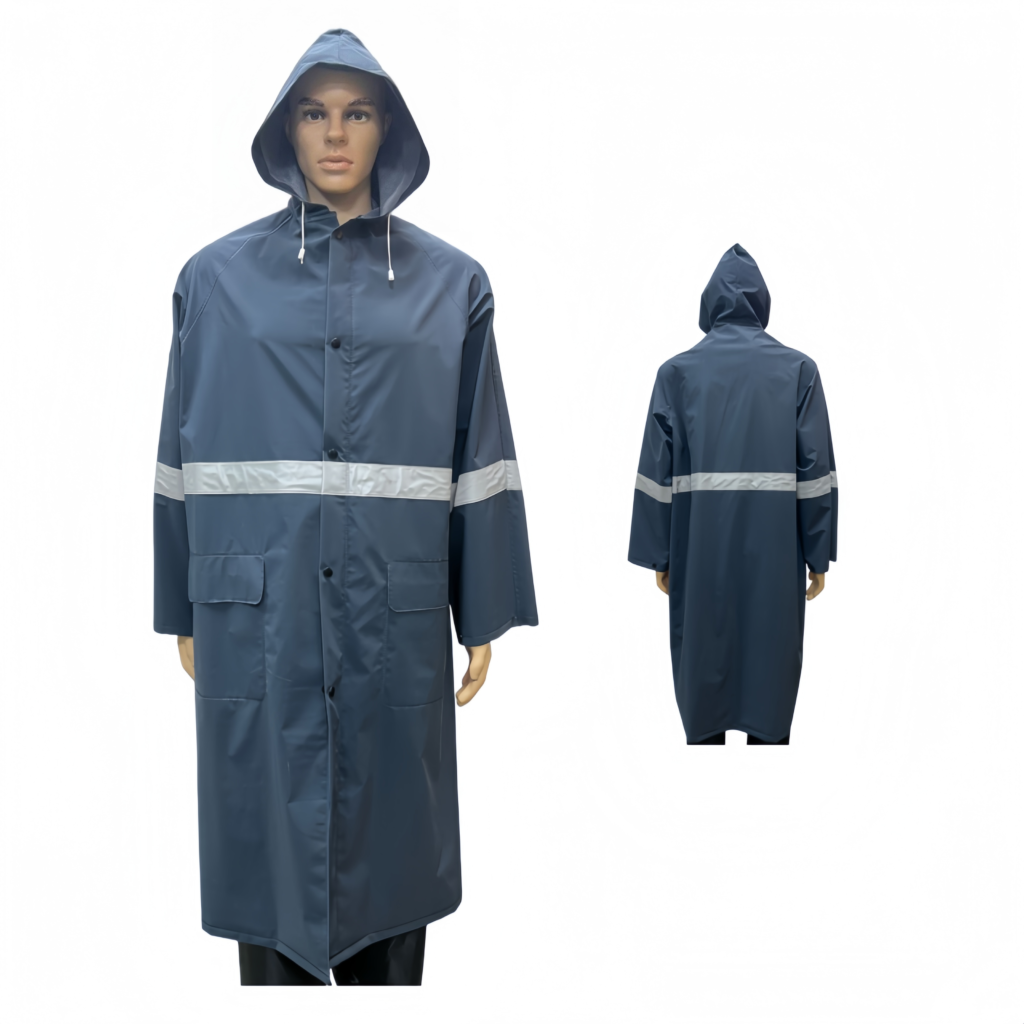 long reflective raincoat