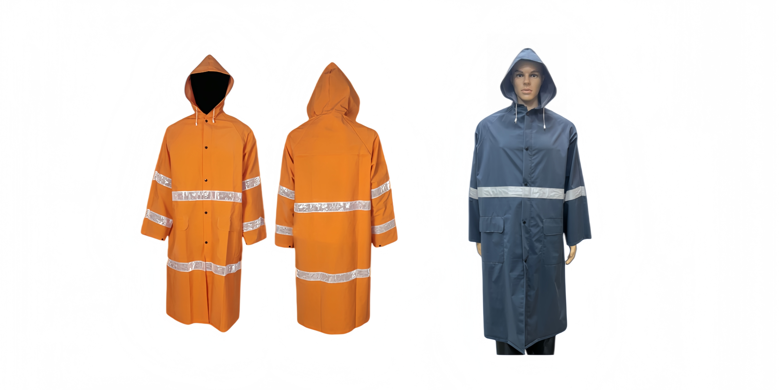 long reflective raincoat