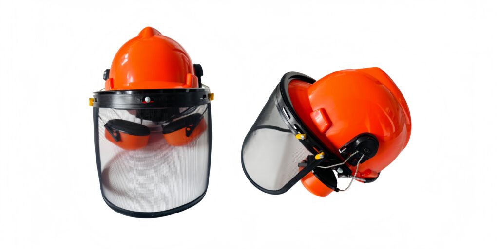 forest safety helmet with shield and earmuffs