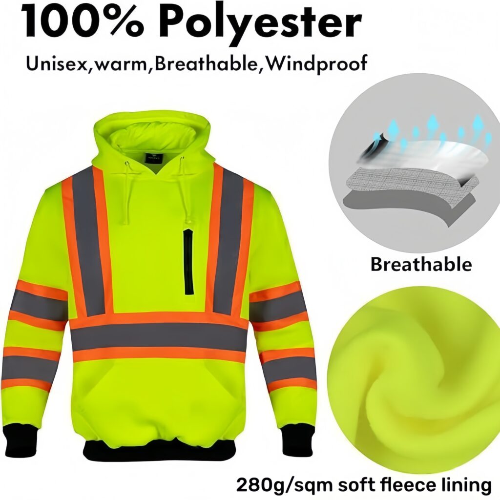 high visibility safety fleece hoodie